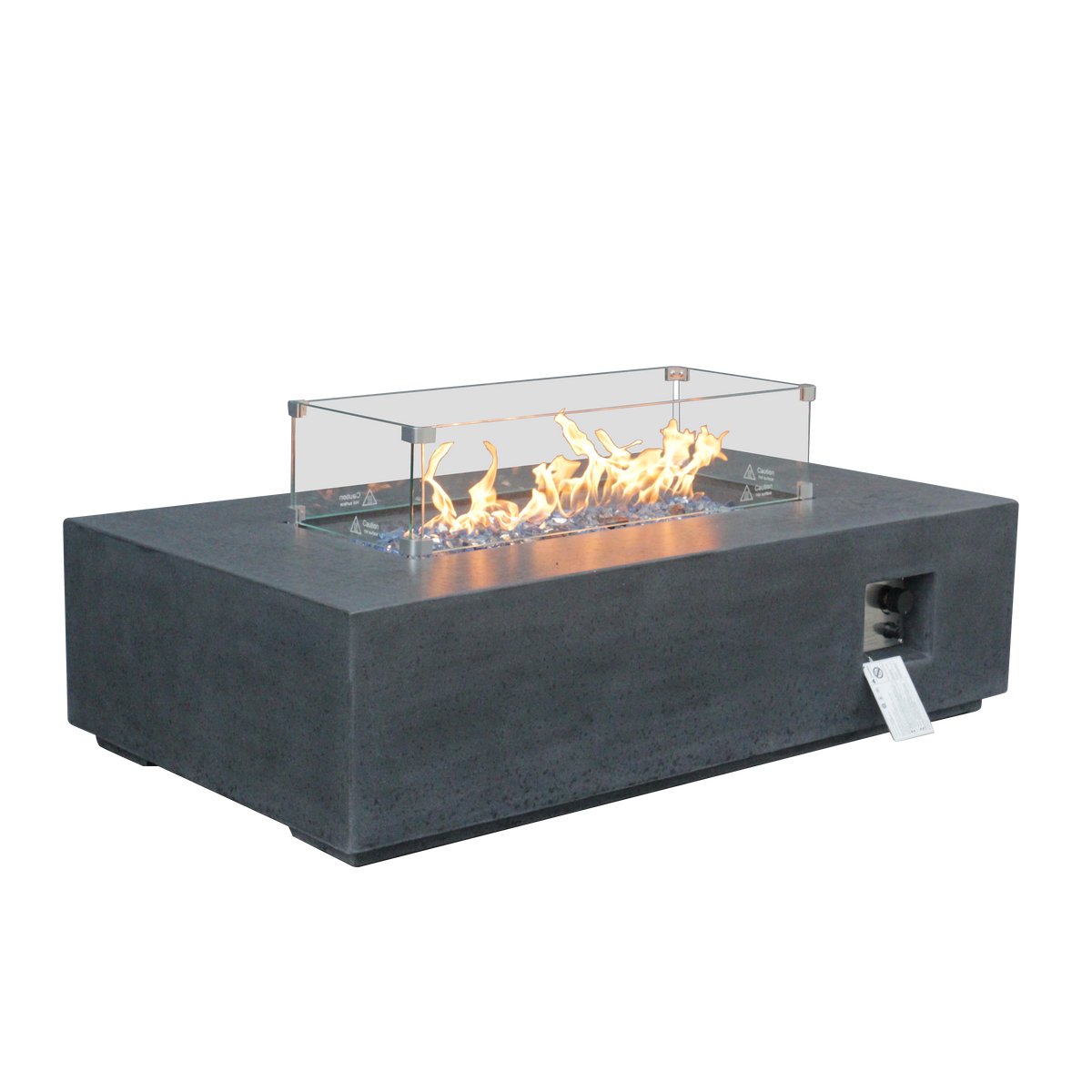 52" Rectangular Propane Fire Pit Table – Concrete, Dark Gray