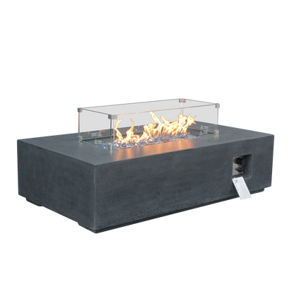52" Rectangular Propane Fire Pit Table – Concrete, Dark Gray