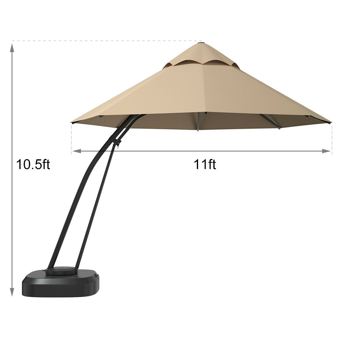 11' Grand Cantilever Umbrella – Premium 360° Rotating Sunshade with Integrated Wheeled Base