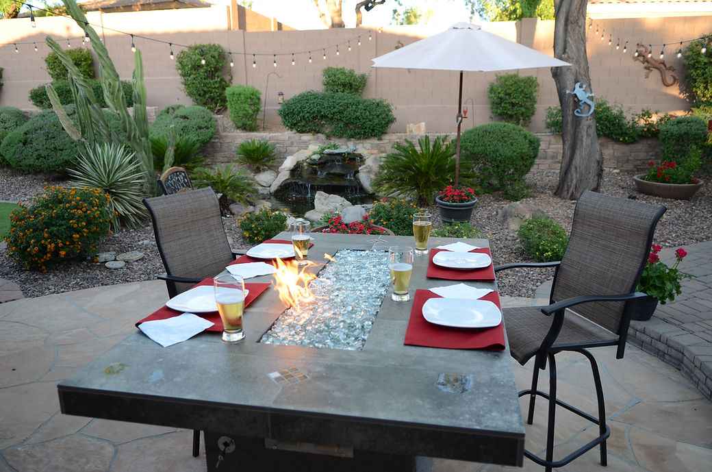 Entertainer 6-Ft. Outdoor Fire Pit Table with Fire Glass, LP/NG Compatible Gas Fire Pit for Patio, Deck and Backyard