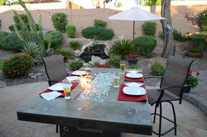 Entertainer 6-Ft. Outdoor Fire Pit Table with Fire Glass, LP/NG Compatible Gas Fire Pit for Patio, Deck and Backyard