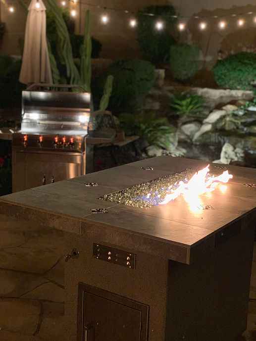 Entertainer 6-Ft. Outdoor Fire Pit Table with Fire Glass, LP/NG Compatible Gas Fire Pit for Patio, Deck and Backyard