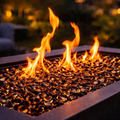 Fire Pit Glass Diamonds for Fire Pits (Amber, 50 Lb)