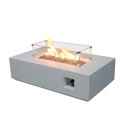 52" Rectangular Propane Fire Pit Table – Concrete, Antique White