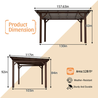 13x10ft Wooden Garden Gazebo with Metal Roof