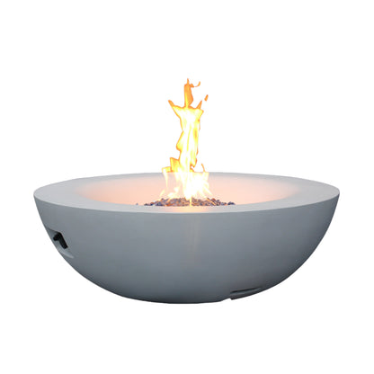 42" Round Propane Fire Pit Bowl – Concrete, Antique White