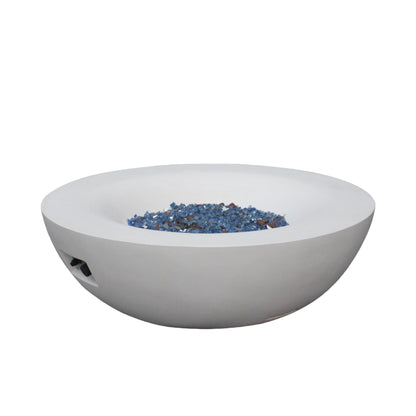42" Round Propane Fire Pit Bowl – Concrete, Antique White