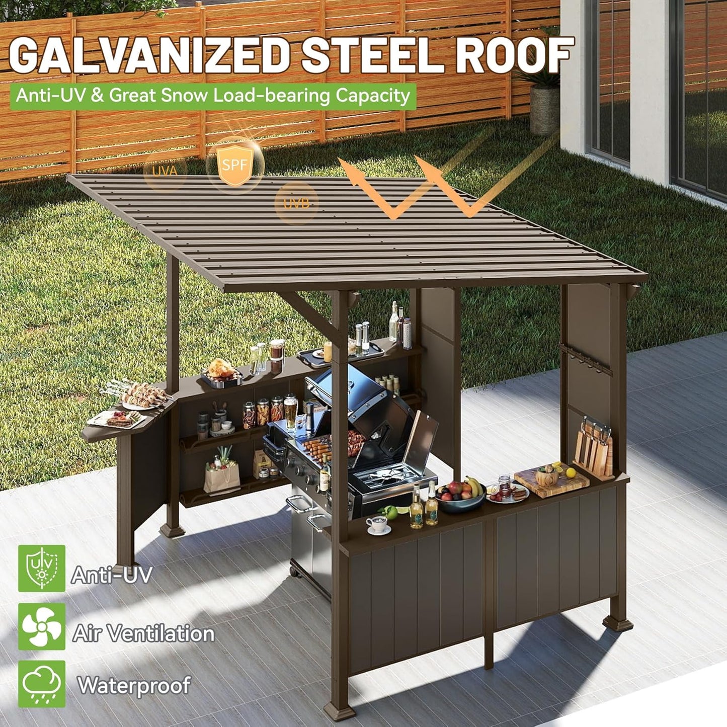 9X10FT Hardtop Grill Gazebo for Outdoor BBQs