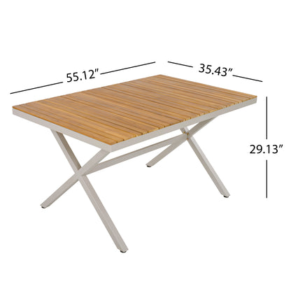 7-Piece Luxury Teak Outdoor Dining Set with Wicker Chairs & Cushions – Modern Patio Furniturens