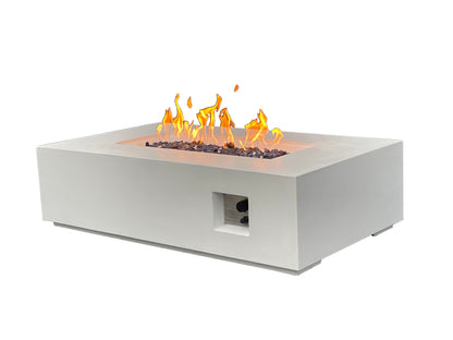 52" Rectangular Propane Fire Pit Table – Concrete, Antique White