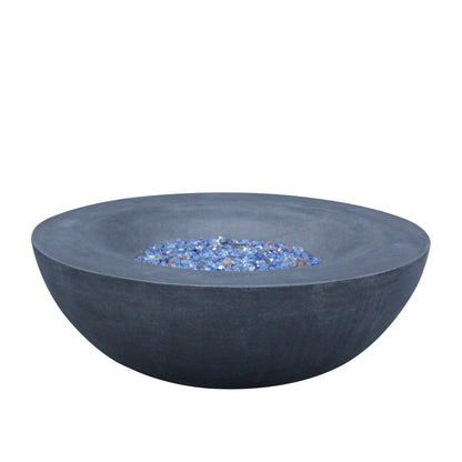 42" Round Propane Fire Pit Bowl – Concrete, Dark Gray