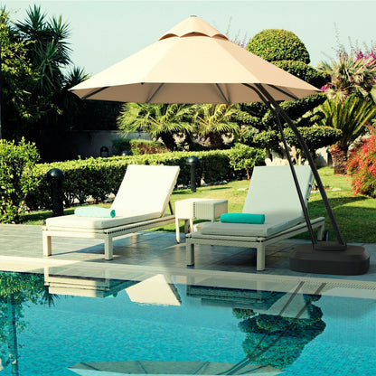 11' Grand Cantilever Umbrella – Premium 360° Rotating Sunshade with Integrated Wheeled Base