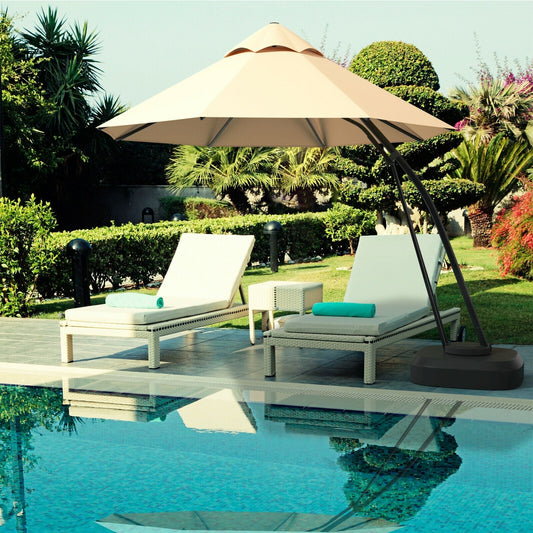 11' Grand Cantilever Umbrella – Premium 360° Rotating Sunshade with Integrated Wheeled Base