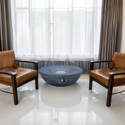 42" Round Propane Fire Pit Bowl – Concrete, Dark Gray