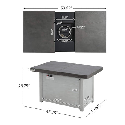 59-Inch 50K BTU Propane Fire Pit Table With Extendable Top (SAK71253)