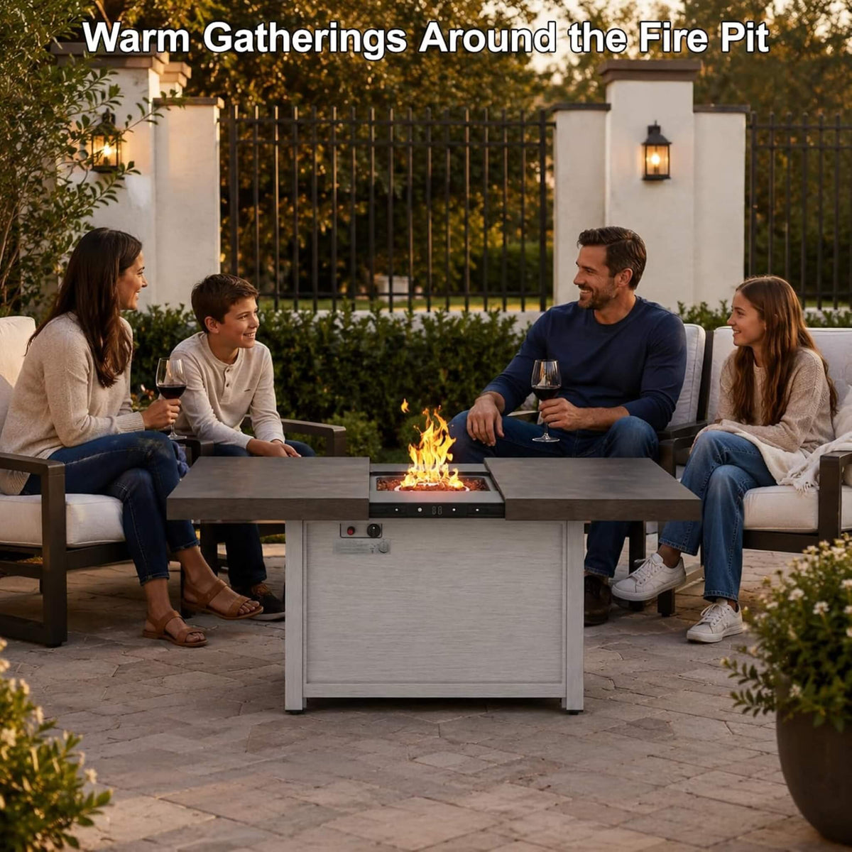 59-Inch 50K BTU Propane Fire Pit Table With Extendable Top (SAK71253)
