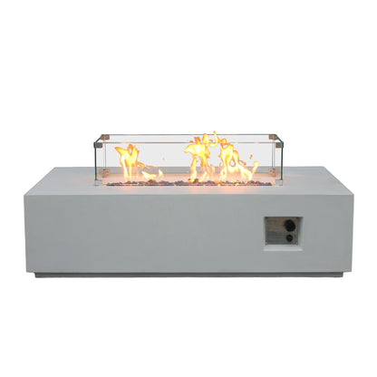 52" Rectangular Propane Fire Pit Table – Concrete, Antique White