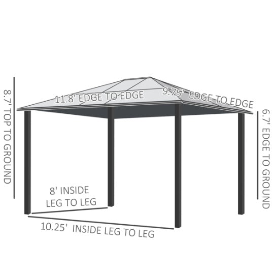 Hardtop Outdoor Pergola Gazebo – Aluminum Frame, Polycarbonate Roof & Removable Netting