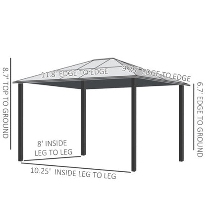 Hardtop Outdoor Pergola Gazebo – Aluminum Frame, Polycarbonate Roof & Removable Netting