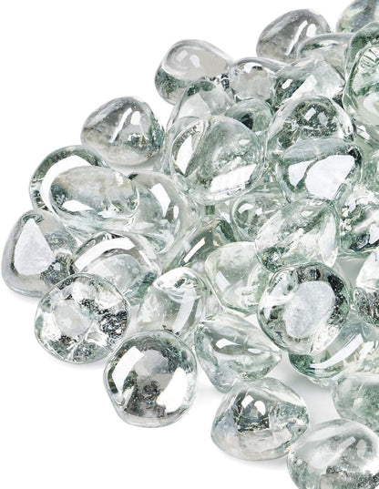 20 Pound Fire Glass Diamonds - 1Inch Clear Fire Glass for Propane Fire Pit, Decorative Fire Pit Glass Rocks for Gas Fireplace, Crystal Luster