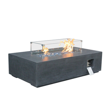 52" Rectangular Propane Fire Pit Table – Concrete, Dark Gray