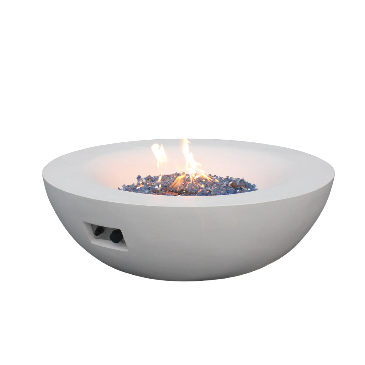 42" Round Propane Fire Pit Bowl – Concrete, Antique White