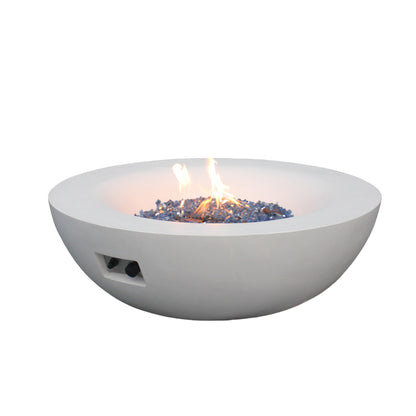 42" Round Propane Fire Pit Bowl – Concrete, Antique White