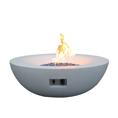 42" Round Propane Fire Pit Bowl – Concrete, Antique White