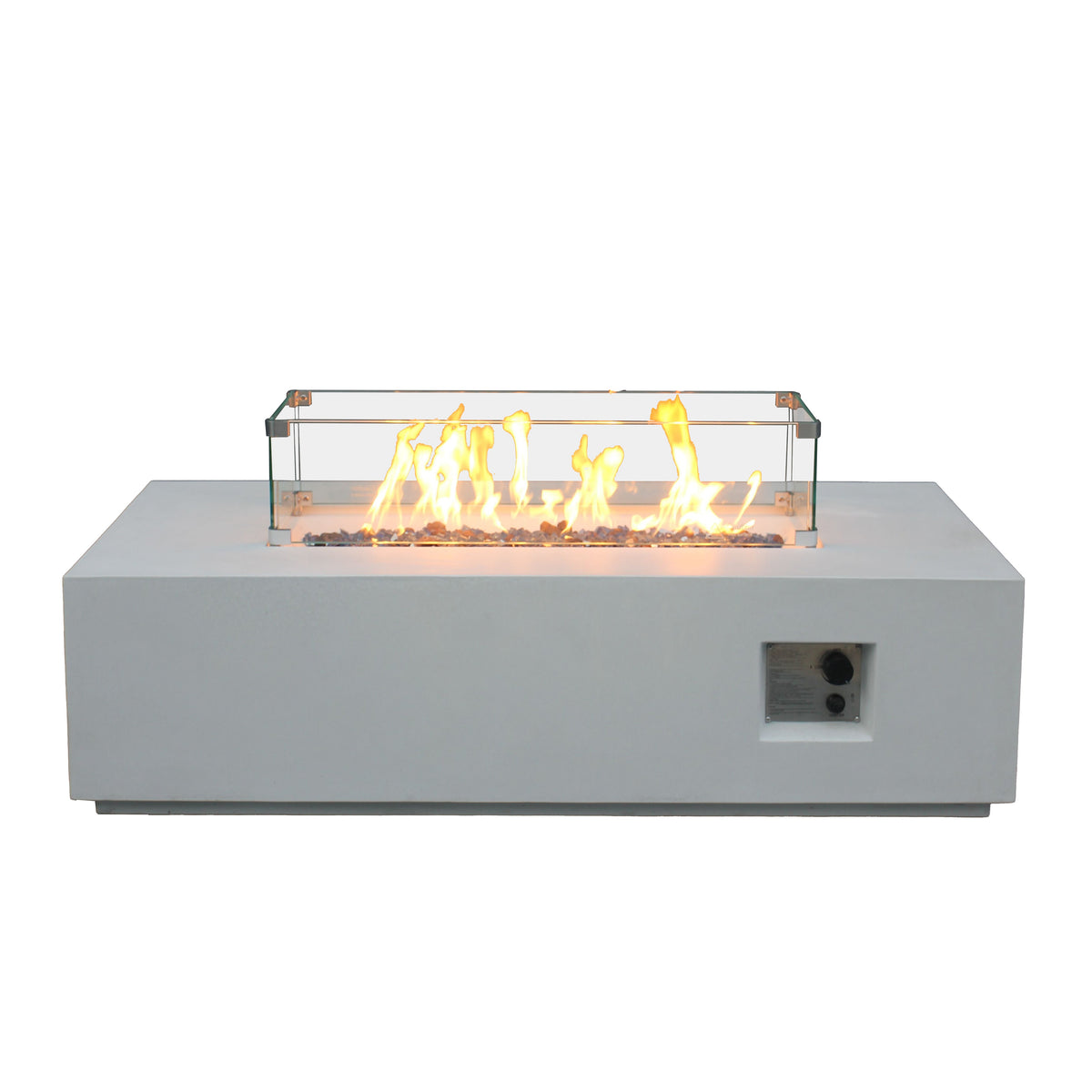 52" Rectangular Propane Fire Pit Table – Concrete, Antique White
