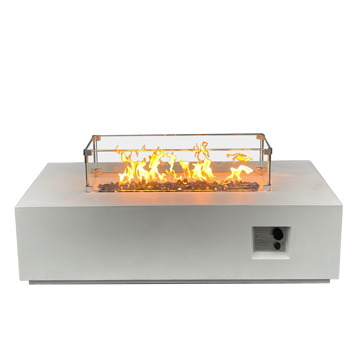 52" Rectangular Propane Fire Pit Table – Concrete, Antique White