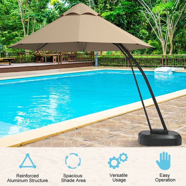 11' Grand Cantilever Umbrella – Premium 360° Rotating Sunshade with Integrated Wheeled Base