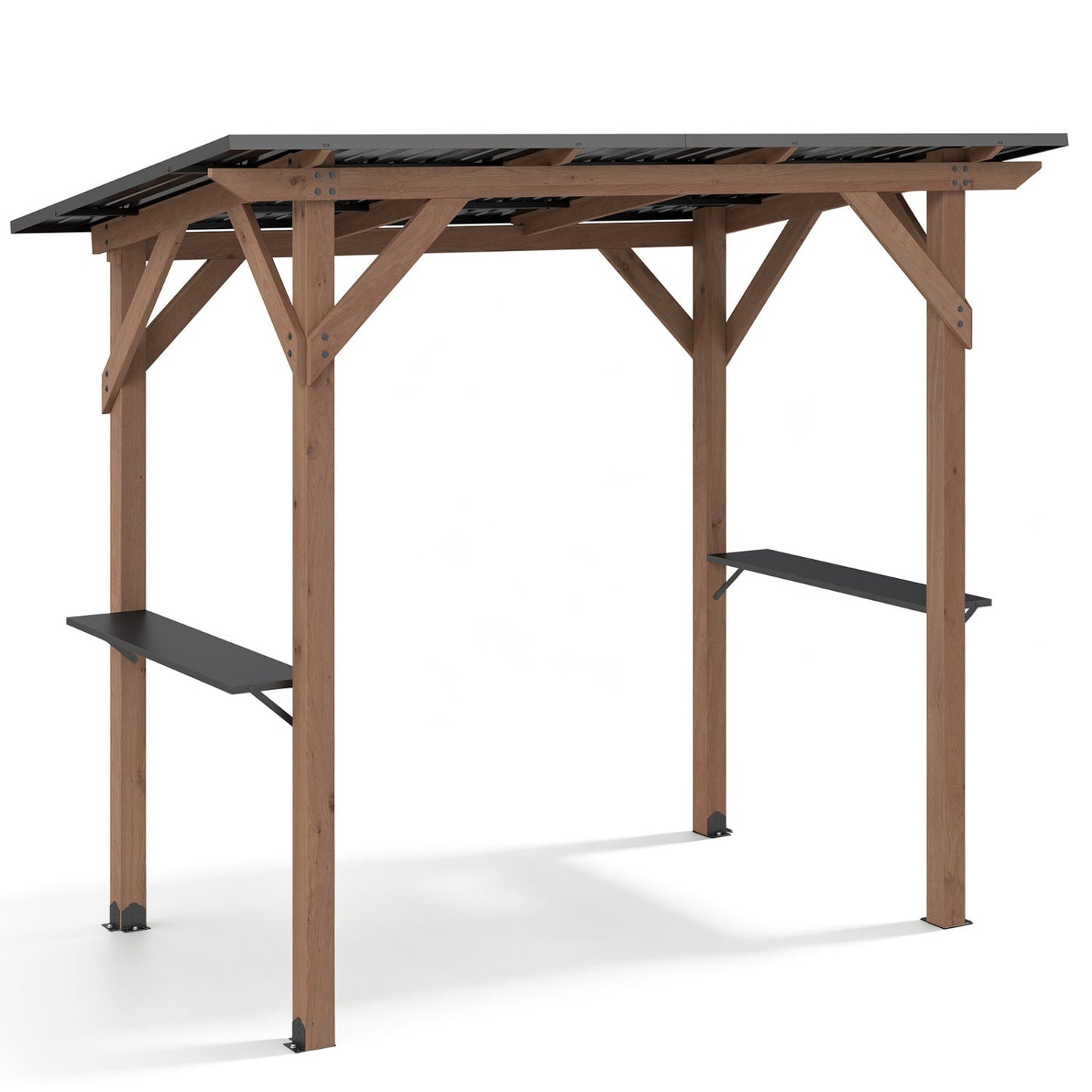 8.6' x 5' Cedar Wood Grill Gazebo with Serving Shelves