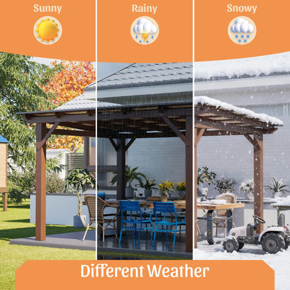 13x10ft Wooden Garden Gazebo with Metal Roof