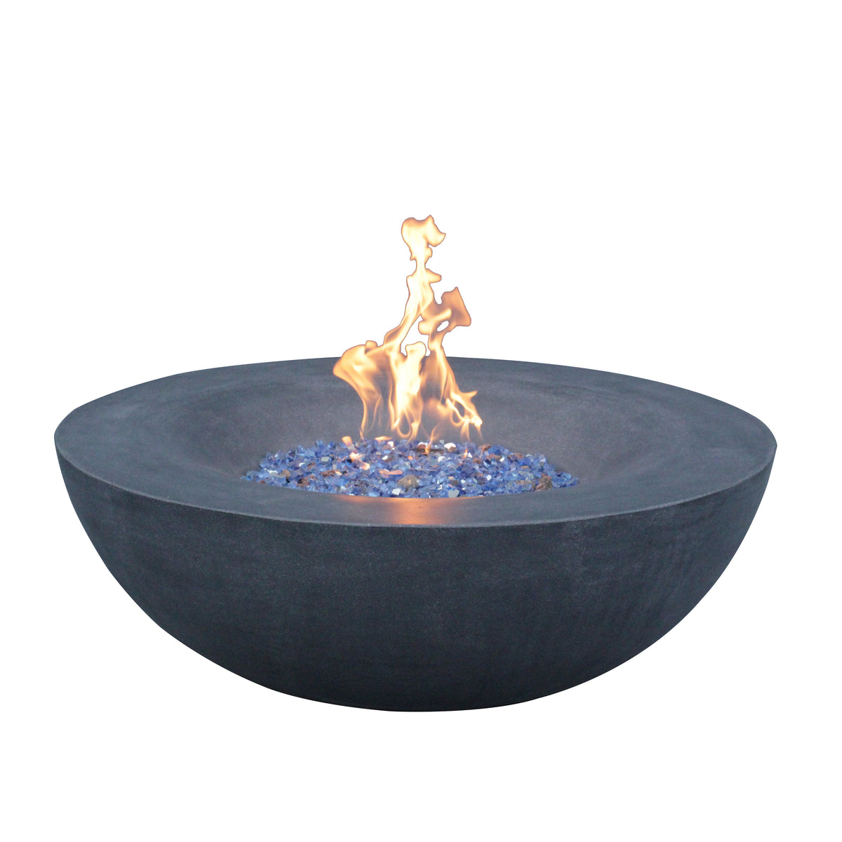 42" Round Propane Fire Pit Bowl – Concrete, Dark Gray