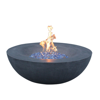 42" Round Propane Fire Pit Bowl – Concrete, Dark Gray