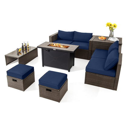 9-Piece Outdoor Patio Furniture Set with 42-Inch Propane Fire Pit Table