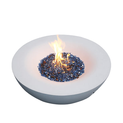 42" Round Propane Fire Pit Bowl – Concrete, Antique White