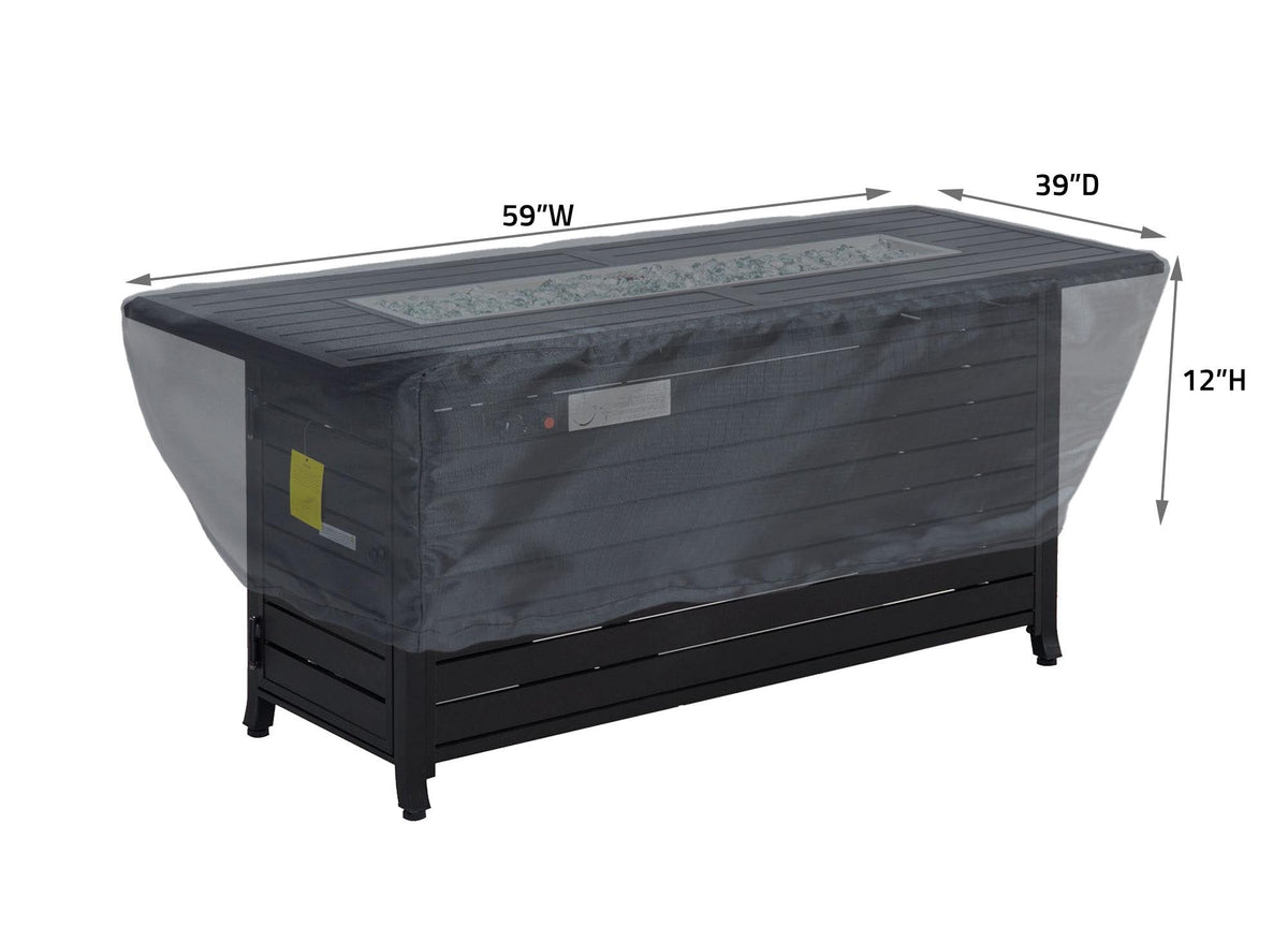 Fire Pit Cover Rectangle 59''Wx39''Dx12''H - Mercury