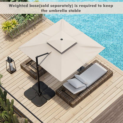 9.5' Cantilever Patio Umbrella with 360° Rotation and Double Top