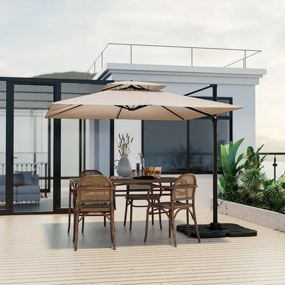 9.5' Cantilever Patio Umbrella with 360° Rotation and Double Top