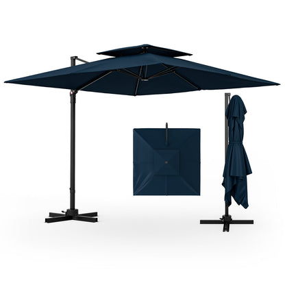 9.5' Cantilever Patio Umbrella with 360° Rotation and Double Top