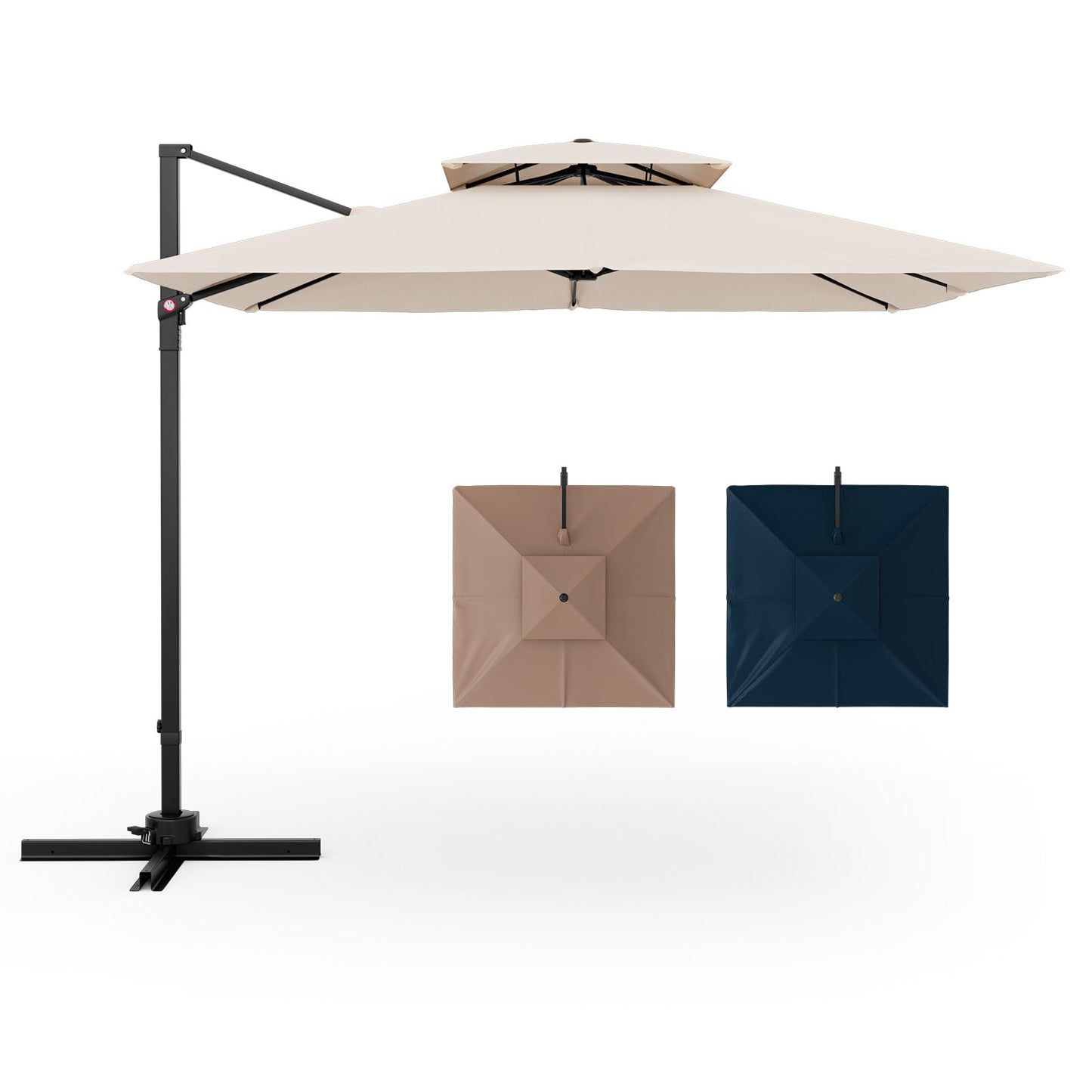 9.5' Cantilever Patio Umbrella with 360° Rotation and Double Top