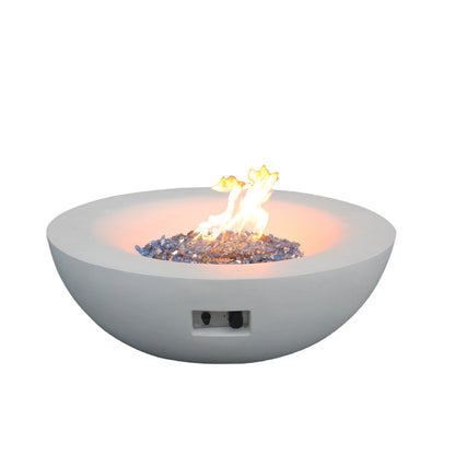 42" Round Propane Fire Pit Bowl – Concrete, Antique White