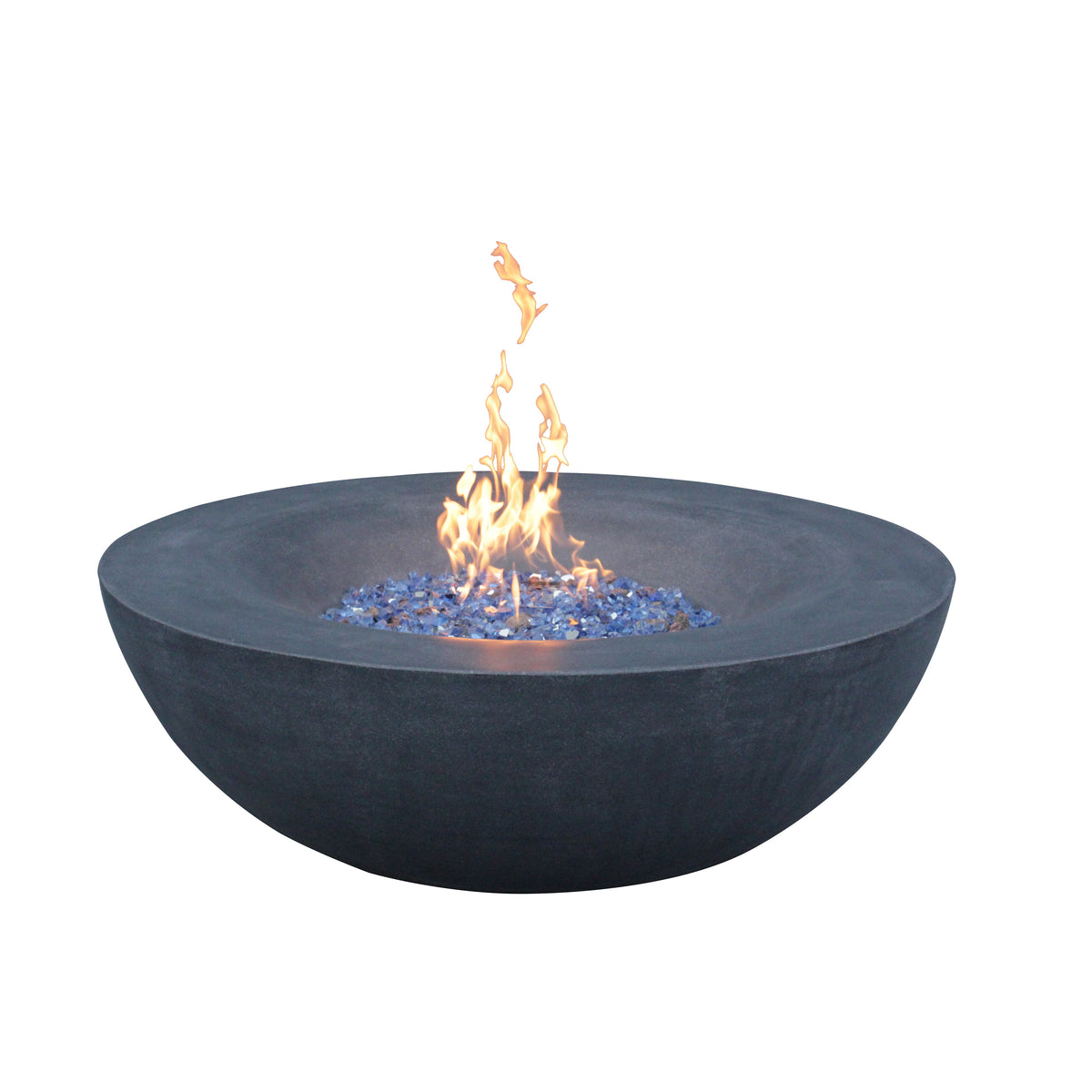 42" Round Propane Fire Pit Bowl – Concrete, Dark Gray