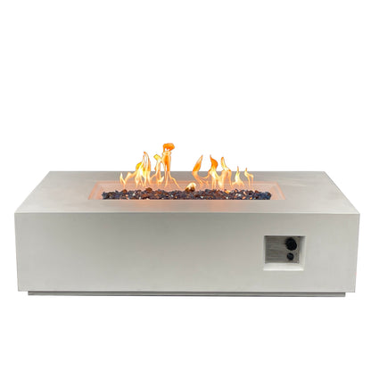 52" Rectangular Propane Fire Pit Table – Concrete, Antique White