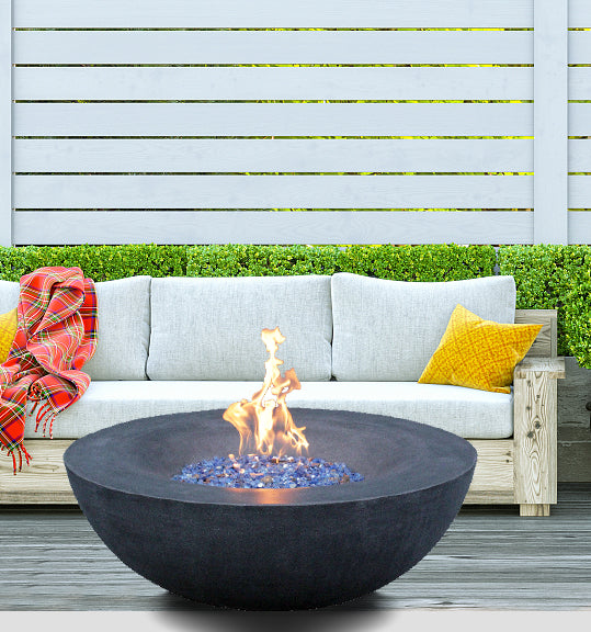 42" Round Propane Fire Pit Bowl – Concrete, Dark Gray