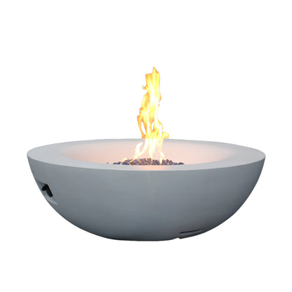 42" Round Propane Fire Pit Bowl – Concrete, Antique White