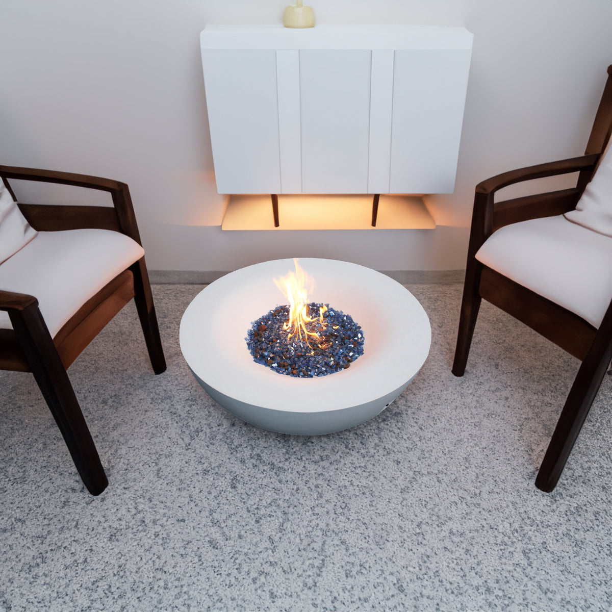 42" Round Propane Fire Pit Bowl – Concrete, Antique White