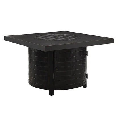 Henley 40-In. Round Aluminum Basketweave Convertible Gas Fire Pit Table