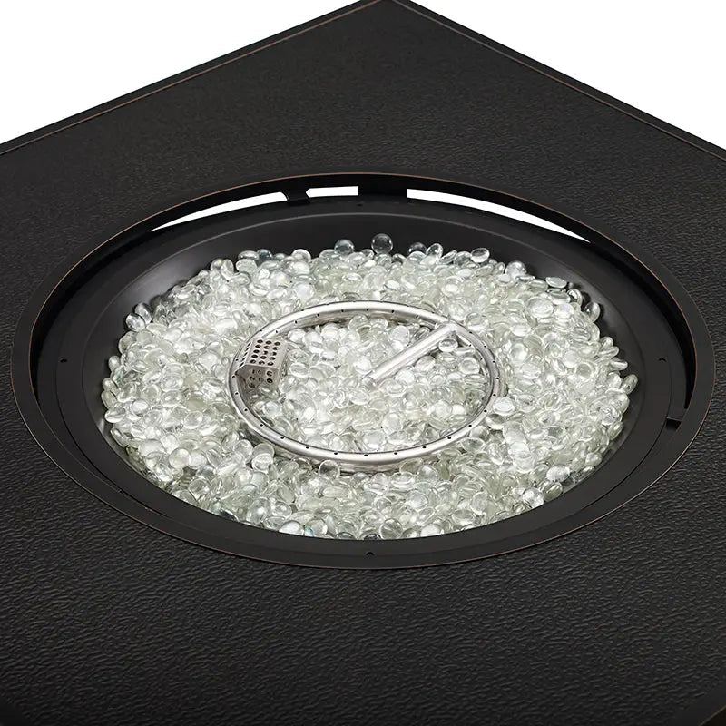 Henley 40-In. Round Aluminum Basketweave Convertible Gas Fire Pit Table